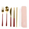 Cutlery Kits|Cutlery Kits|The Somewhere Co Cutlery Kit - Gold with Burgundy Handle