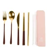 Cutlery Kits|Cutlery Kits|The Somewhere Co Cutlery Kit - Gold with Chocolate Handle
