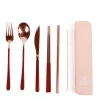 Cutlery Kits|Cutlery Kits|The Somewhere Co Cutlery Kit - Rose Gold with Burgundy Handle