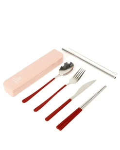 Cutlery Kits|Cutlery Kits|The Somewhere Co Cutlery Kit - Silver with Burgundy Handle