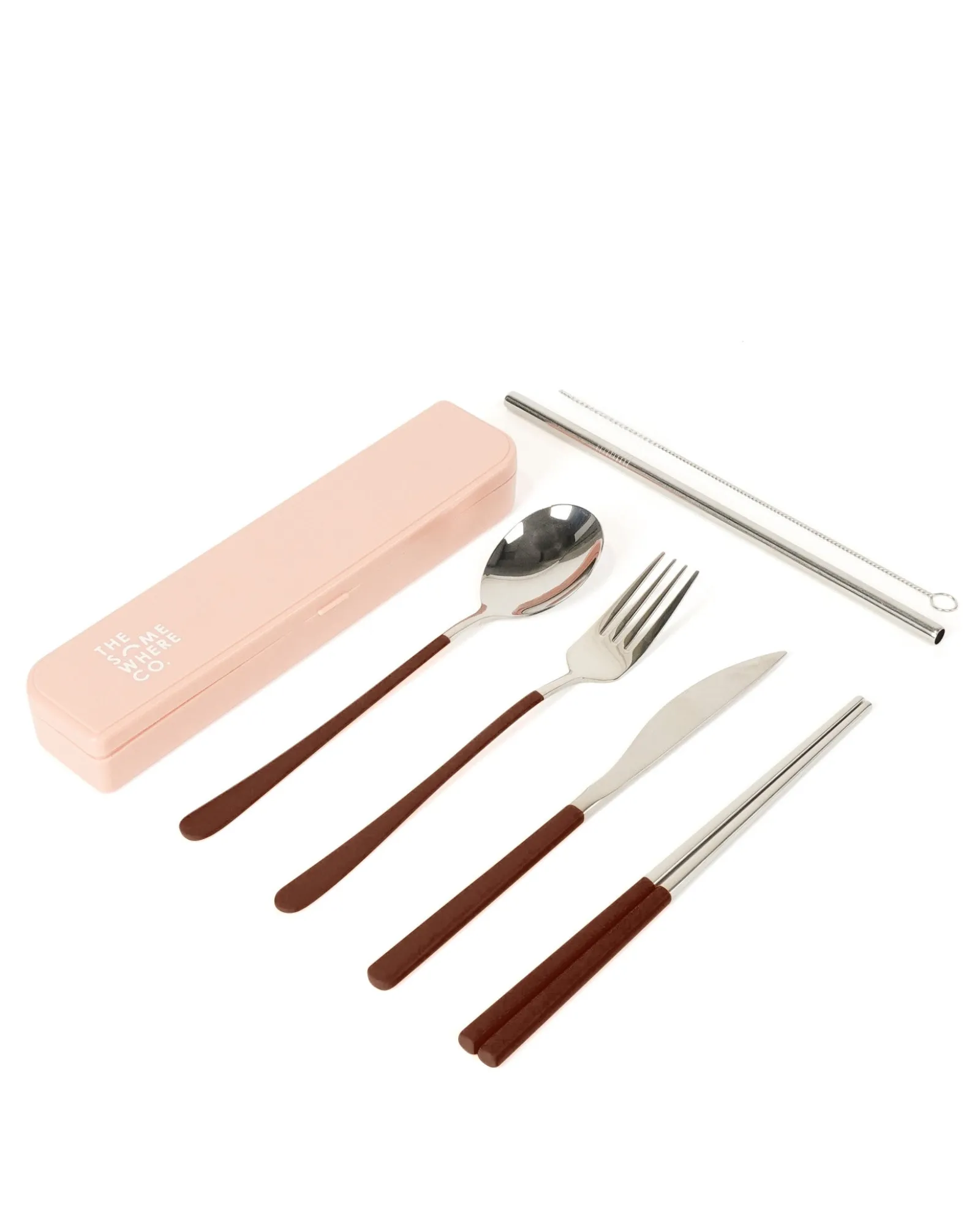 Cutlery Kits|Cutlery Kits|The Somewhere Co Cutlery Kit - Silver with Chocolate Handle