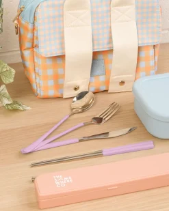 Cutlery Kits|Cutlery Kits|The Somewhere Co Cutlery Kit - Silver with Lilac Handle