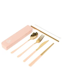 Cutlery Kits|Cutlery Kits|The Somewhere Co Take Me Away Cutlery Kit - Gold with Blush Handle