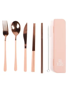 Cutlery Kits|Cutlery Kits|The Somewhere Co Take Me Away Cutlery Kit - Rose Gold with Blush Handle