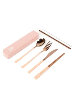 Cutlery Kits|Cutlery Kits|The Somewhere Co Take Me Away Cutlery Kit - Rose Gold with Blush Handle