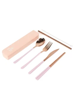 Cutlery Kits|Cutlery Kits|The Somewhere Co Take Me Away Cutlery Kit - Rose Gold with Lilac Handle