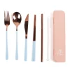 Cutlery Kits|Cutlery Kits|The Somewhere Co Take Me Away Cutlery Kit - Rose Gold with Powder Blue Handle